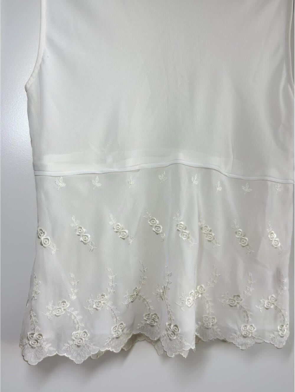 Bandolino White Embroidered Floral Tank Top Size 6 Y2K Cottagecore Side Zip - Picture 8 of 8